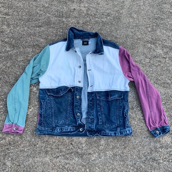 denim color block jacket
